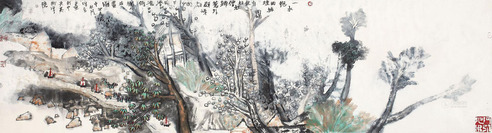 姚鸣京 2003年作 山水人物 镜片
