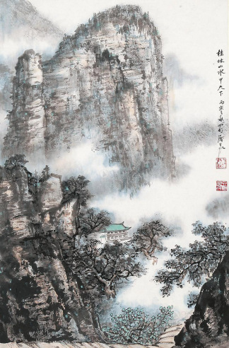 屠古虹 1986年作 桂林山水 镜片