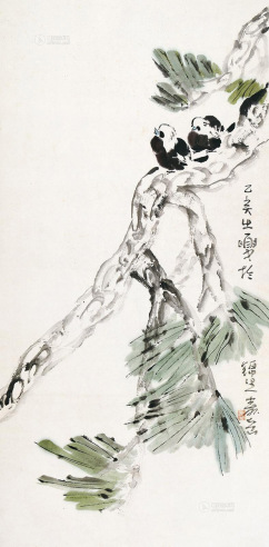 陈寿岳 1995年作 花鸟 镜片