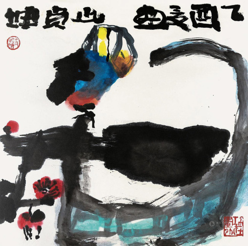 蔡寅坤 2005年作 鸟依红梅 镜片