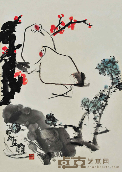 魏金修	花鸟 67×47.5cm 约：2.86平尺