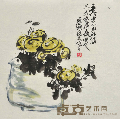 张岗石 瓶花 68×68cm 约:4.16平尺