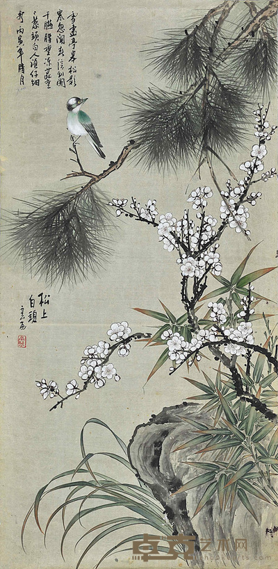 云茜  松上白头 107×52cm 约：5.01平尺