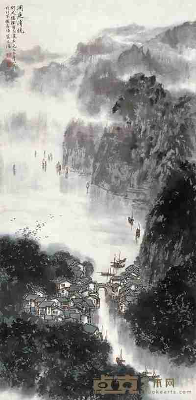 宋文治 1977年作 洞庭清晚 立轴 93×45.5cm