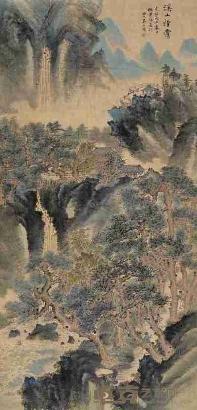 吴石僊 1906年作 溪山烟霭 立轴 136×65.5cm
