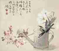 高剑父 等 1936年作 花卉 立轴