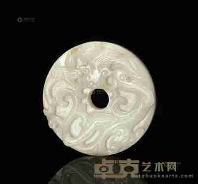 清中期 白玉螭龙纹璧 直径4.8cm