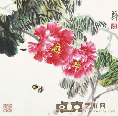 罗玉祥 花卉 镜心 52.5×54.5cm