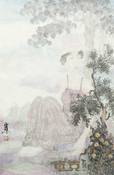 谭雷鸣 少女图 镜心 69×45cm