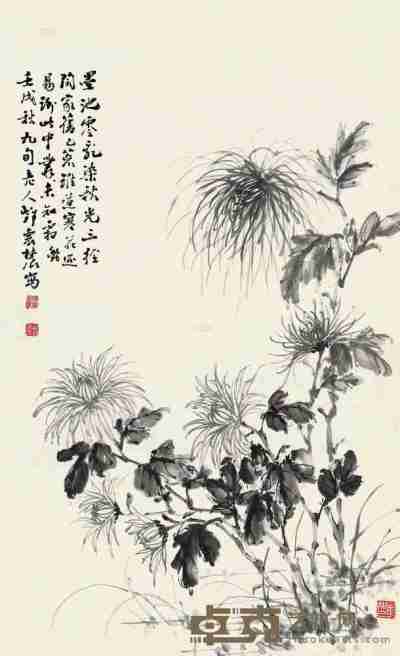 邓怀农 壬戌（1982）年作 清菊图 立轴 67×41cm