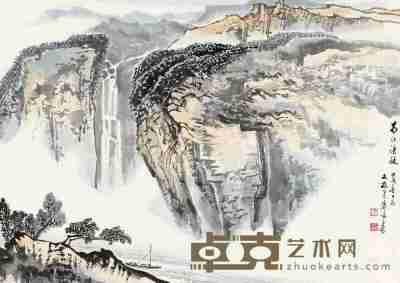 徐子鹤 甲戌（1994）年作 蜀江渔艇 镜片 53×74cm