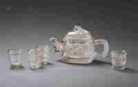 清中期 茶晶竹纹茶具 （五件）