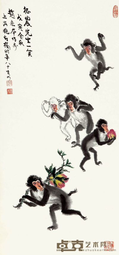 赵宏本   猴嬉图 78.5×37cm