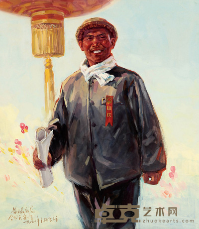 梁岩   昔日最底层·今日天安门 67×58cm