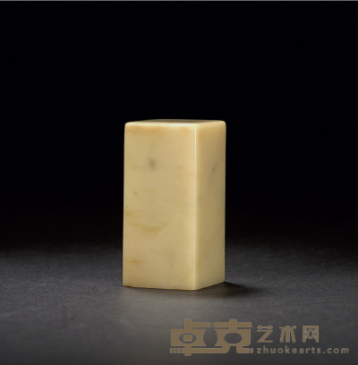 清·寿山白芙蓉石素方章 3.7×3.7×7.8cm