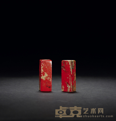 昌化鸡血石对章 1.7×1.6×4.8cm×2