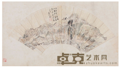 篴秋 山水 19×52cm