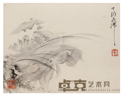 丁衍庸 鸟鱼 26×35cm