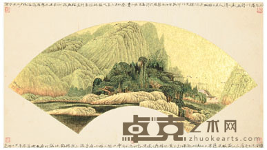 薛亮 山水扇面 15.5×46cm