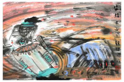 赵绪成 横笛天女图 45×66cm