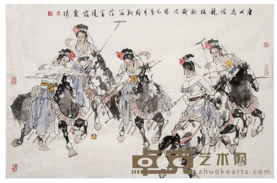 王野翔 唐人马球图 66×100cm