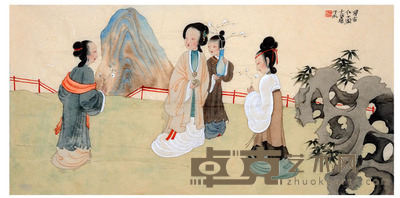 于水 寻春仕女图 35×70cm