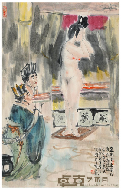 周杏生 选妃图 66.5×43cm