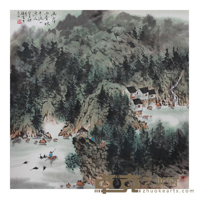 孙有才 两岸山青连映 68×68cm