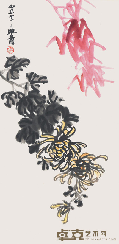 李味青 花卉 69×34cm