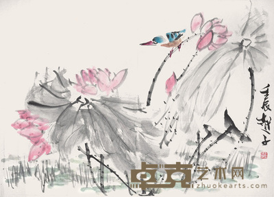 陆越子 荷花翠鸟 60×83cm