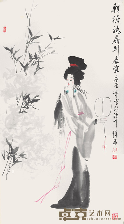 许怀华 轻雅执扇 103×52cm