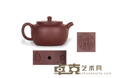 倪顺生紫砂壶 高8cm