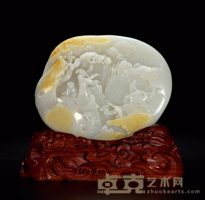 顾 铭 举杯邀明月 白玉山子 116×146×42mm