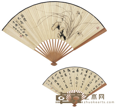 白 蕉  马公愚   兰馨芝寿图·书法 18.7×52cm