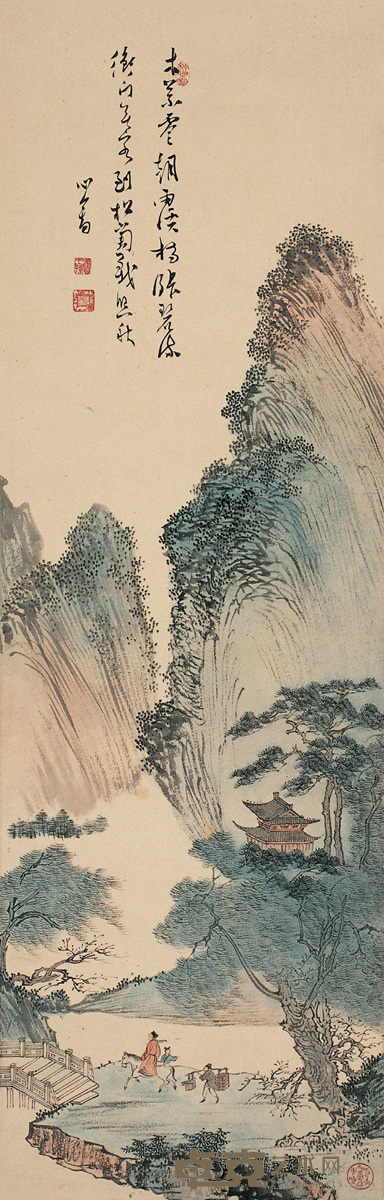 溥 儒 青山过雨图 102×32cm