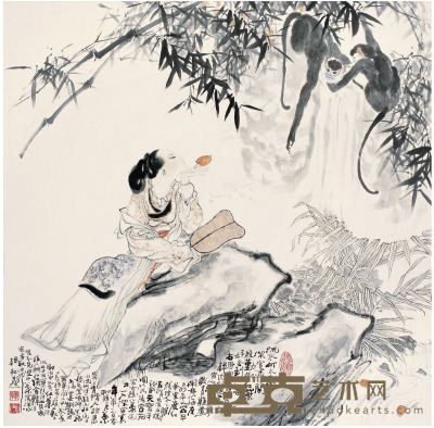 韩 敏   红叶题诗图 67.5×67.5cm