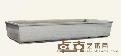 清·汉白玉折沿长方形石盆 122×55×21cm