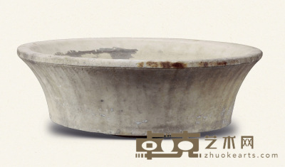 清·汉白玉瓢口圆形石盆 57×57×17cm