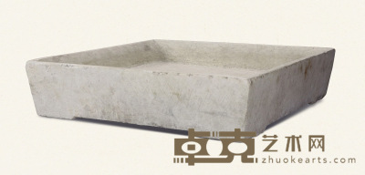清·汉白玉方形石盆 88×88×21cm