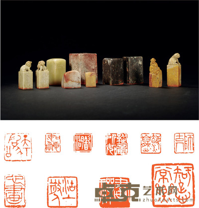 寿石工、李骆公、沙曼翁刻刘子久自用印十方 尺寸不一