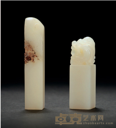 寿山高山石章二方 2.1×2.1×6.9cm 1.7×1.7×8.8cm