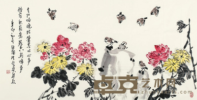 张蒲生 花鸟 软片 69×136cm