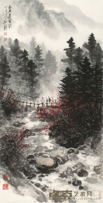 苏起龙 山水 软片 136×69cm