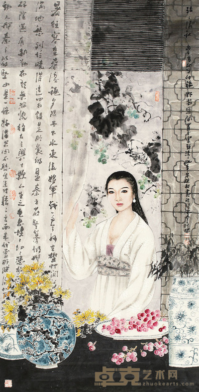 牛砚耕 淡淡清秋 软片 68×136cm