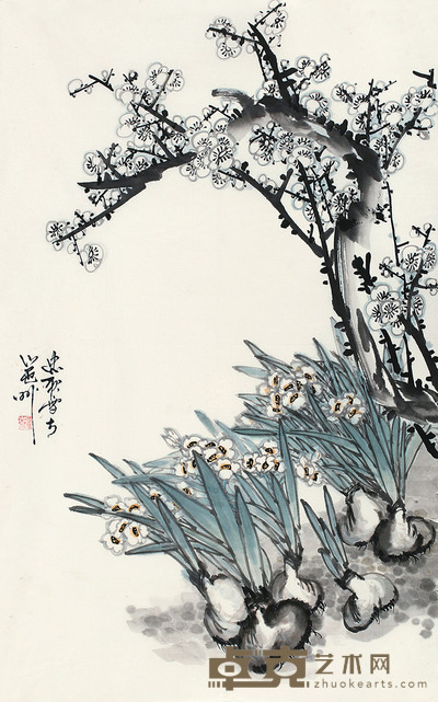 黄忠耿 花鸟 镜片 98×61cm