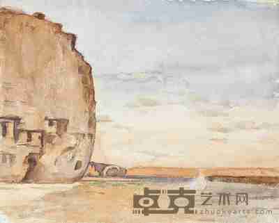 孙宗慰 1941年作 莫高窟的早晨 24.5×30cm