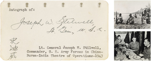 史迪威  中英文签名卡片及战时照片