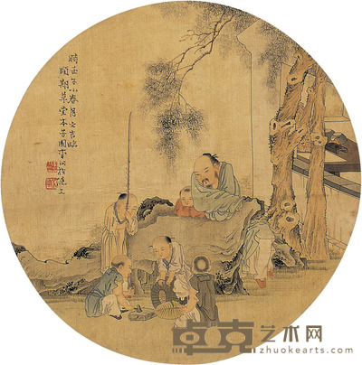 李芳园  童趣图 画心直径：29.5cm