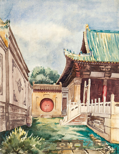 唐蕴玉  西安清真大寺 37.2×28cm