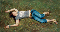 陈宏庆  躺在草地上的女孩
